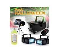 Pack Halloween Party Jeux de lumières LED 2 Strobes + Machine à fumée et liquide