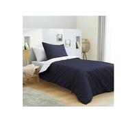 Pack housse de couette 4 P pour lit 90 x 190 cm 100% coton - 57 fils-cm² Marine-Blanc