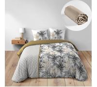 Pack Housse de Couette Dakar 260 x 240 cm + Drap Housse 160X200 cm Beige