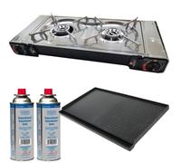PACK INCASA Réchaud à gaz + Plaque plancha/grill + CADAC 2 Cartouches de gaz - Camping-car