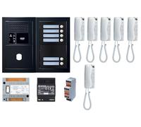 Pack interphone GT Aiphone GTBA6EB - 6 BP programmé - Noir satiné