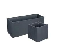 Pack Jardinière Rectangulaire 100 X 40 X 43,5 Cm + Jardinière Carrée 40 Cm - Gris Anthracite Gris