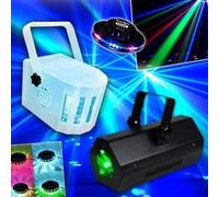 pack jeux de lumière 3 effets ovni ufo 48 leds + 1 derby rgb + 1 gobo flower