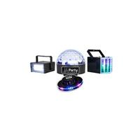 Pack Jeux de Lumière Party Sound & Light 4 effets LED Stroboscope Dôme ASTRO Derby OVNI Noir