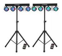 Double Pack Portiques 8 Jeux de lumières Animateurs et prestataires DMX 18 Programmes Télécommande 2 Sacs, Multi LED SONO DJ