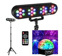 Pack Jeux de lumières Magic Set Teos, 4 PAR LED, trépied, télécommande, Ball6, Plug&Play, Bar Karaoké, Soirée Fête Animation
