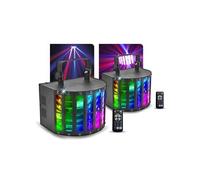 Pack Jeux de lumières Projecteur MEGA DERBY DJ LED SOIREE, 9 LEDS de 3W, Mode Strobe Mode Auto rythme de la musique, DMX, Téléco