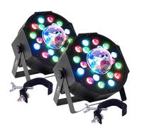 Pack Jeux de lumières PROJECTEURS PAR PARTY-PAR-ASTRO, 7 canaux DMX A 18 LED RVB, AVEC ASTRO 3 LED, Etriers, 2 crochets