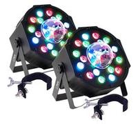 Pack Jeux de lumières PROJECTEURS PAR PARTY-PAR-ASTRO, 7 canaux DMX A 18 LED RVB, AVEC ASTRO 3 LED, Etriers, 2 crochets