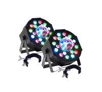 Pack Jeux de lumières PROJECTEURS PAR PARTY-PAR-ASTRO, 7 canaux DMX A 18 LED RVB, AVEC ASTRO 3 LED, Etriers, 2 crochets