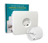 Pack KELIS - Extracteur d'air connecté avec Clapet Anti-retour intégré 100MM - Fonctionnement intermittent ou continu pour Salle de Bain/WC/Cuisine