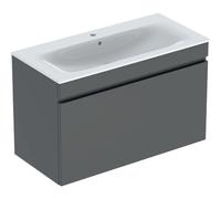 Pack lavabo slim 100 cm + meuble Geberit Renova Plan 1T 1T à l'angl. Gris vel. - GEBERIT 501.917.JK.1