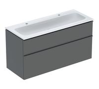Pack lavabo slim 120 cm avc meuble Geberit iCon 2 tiroirs et siphon Gris velouté - GEBERIT 502.338.JK.1