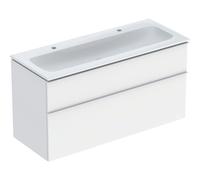 Pack lavabo slim 120 cm avec meuble Geberit iCon 2 tiroirs et siphon Blanc mat - GEBERIT 502.338.01.3