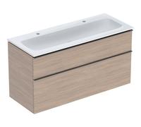 Pack lavabo slim 120 cm avec meuble Geberit iCon 2 tiroirs et siphon Chêne - GEBERIT 502.338.JH.1