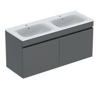 Pack lavabo slim 130 cm + meuble Geberit Renova Plan 1T 1T à l'angl. Gris vel. - GEBERIT 501.918.JK.1