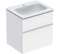 Pack lavabo slim 60 cm avec meuble Geberit iCon 2 tiroirs et siphon Blanc mat - GEBERIT 502.335.01.3