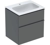 Pack lavabo slim 60 cm avec meuble Geberit iCon 2 tiroirs et siphon Gris velouté - GEBERIT 502.335.JK.1