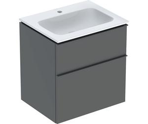 Pack lavabo slim 60 cm avec meuble Geberit iCon 2 tiroirs et siphon Gris velouté - GEBERIT 502.335.JK.1