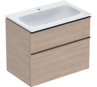 Pack lavabo slim 75 cm avec meuble Geberit iCon 2 tiroirs et siphon Chêne - GEBERIT 502.336.JH.1