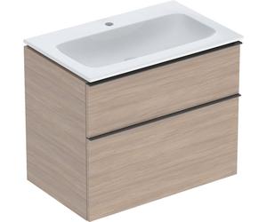 Pack lavabo slim 75 cm avec meuble Geberit iCon 2 tiroirs et siphon Chêne - GEBERIT 502.336.JH.1