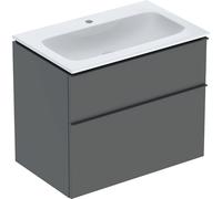 Pack lavabo slim 75 cm avec meuble Geberit iCon 2 tiroirs et siphon Gris velouté - GEBERIT 502.336.JK.1