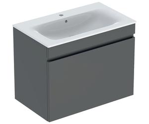 Pack lavabo slim 80 cm avc meuble Geberit Renova Plan 1T 1T à l'angl. Gris vel. - GEBERIT 501.916.JK.1