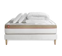Pack LE COSY 140 x 200 cm sommier Blanc - 30cm - Mmoire de forme - Confort durable - Sommier Tapissier Blanc - Avec couette et oreillers