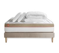 Pack LE COSY 140 x 200 cm sommier kit Beige - 30cm - Mmoire de forme - Confort durable - Sommier kit Beige - Avec couette et oreillers