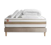 Pack LE RAFFIN 140 x 200 cm sommier Beige - 26cm - Ressorts ensachs et mmoire de forme - Confort haut de gamme, impact rduit. - Sommier Tapissier Beige - Avec couette et oreillers