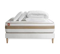 Pack LE RAFFIN 140 x 200 cm sommier Blanc - 26cm - Ressorts ensachs et mmoire de forme - Confort haut de gamme, impact rduit. - Sommier Tapissier Blanc - Avec couette et oreillers