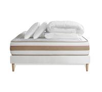 Pack LE TENDRE 140 x 200 cm sommier kit Blanc - 28cm - Ressorts ensachs et mmoire de forme - Enveloppant - Sommier kit Blanc - Avec couette et oreillers