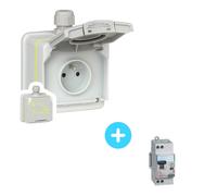 Pack LEGRAND Prise Green up - 090471 + Disjoncteur différentiel 410754