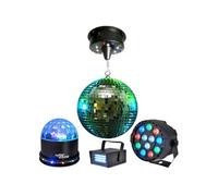 Pack LIGHT Boule à facettes 20cm + Mini strobe + SUNMAGIC + PAR-MINI-RGBW