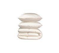 Pack Linge de Lit Microfibre - 1 Couette Chaude 220 x 240 cm + 2 Oreillers 60 x 60 cm - Blanc