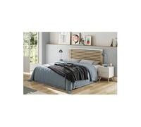 Pack Lit 140x190cm + 2 Chevets 2 Tiroirs Pin Naturel et Blanc Scandinave - LAUPELL -