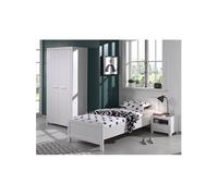 Pack Lit 90x200cm + Chevet + Armoire 2 Portes - GASTON - ALTOBUY Blanc G
