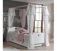 Vipack Pack lit à baldaquin enfant Amori – sommier, tiroir & voile – 90x200 cm blanc