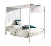 Pack - Lit à Baldaquin & Voile "Pino" 140x200cm Blanc