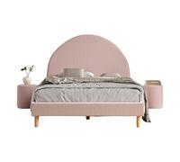 Pack - Lit Adulte & 2 Poufs Bouclés "Moon" 140x200cm Rose