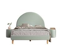 Pack - Lit Adulte & 2 Poufs Bouclés "Moon" 140x200cm Vert