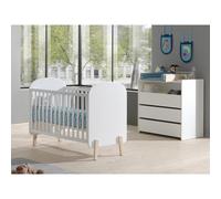 Pack - Lit Bébé 60x120cm, Commode & Plan à Langer "Kiddy" Blanc