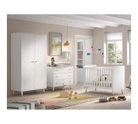 Pack - Lit Bébé, Armoire & Commode "Billy" 60x120cm Blanc