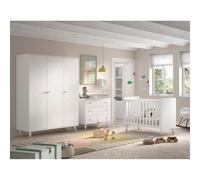 Pack - Lit Bébé, Armoire & Commode "Billy II" 60x120cm Blanc