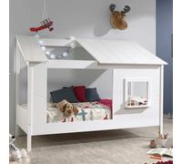 Vipack Lit cabane Lio 90x200 cm + sommier 16 lattes Beige