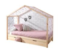 Vipack Lit ZH 90x200 cm Dallas Naturel – Tente textile Papillon + Lit gigogne
