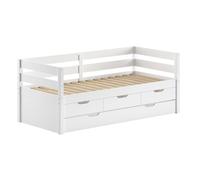 Vipack Lit de cabine Maggie 90 x 200 cm pin massif blanc avec 3 tiroirs et coffre