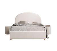 Pack - Lit Coffre Adulte & 2 Poufs "Moon" 140x200cm Blanc