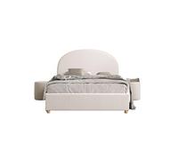 Pack - Lit Coffre Adulte & 2 Poufs "Moon" 140x200cm Blanc