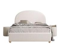 Pack - Lit Coffre Adulte & 2 Poufs "Moon" 140x200cm Blanc